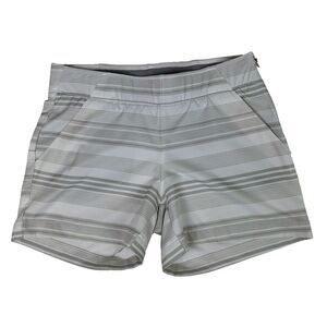 Under Armour Grey White Striped Athletic Shorts Stretch Waist Active Workout XS